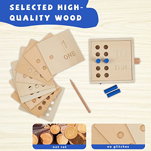 Montessori Toddler Counting Peg Board Box with Number- Wooden Counting Box Toys for Toddlers 1-3,Montessori Math Manipulatives Materials and Numbers,Montessori Toys for 3 Year Old,Peg Board for Kids