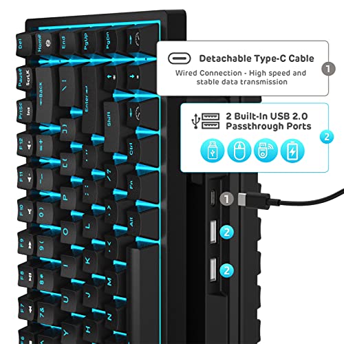 RK ROYAL KLUDGE RK84 Wireless Blue Backlit 75% Triple Mode BT5.0/2.4G/USB-C Hot Swappable Mechanical Keyboard, 84 Keys Tenkeyless Mechanical Keyboard w/Programmable Software, Brown Switch