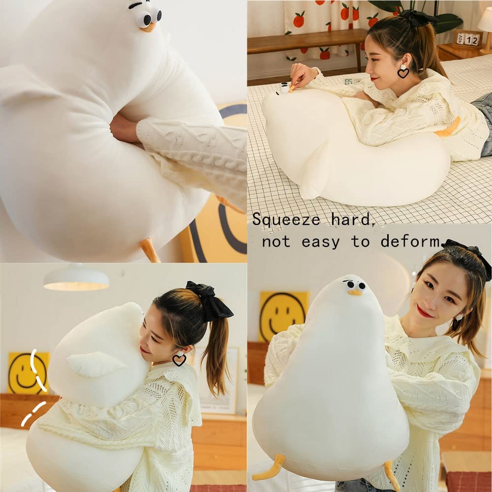 OUKEYI Funny Plush Seagull Pillow, Simulation Cute Fat Chicken Doll Toys, Soft Stuffed CushionsChicken Plush Pillow Floor Mat Kawaii Festival Gifts (15.7inches)