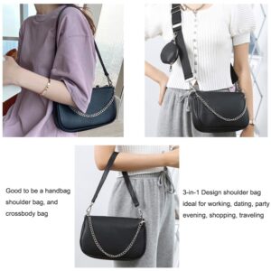 Kehpish Crossbody Bag for Women Leather Chain Strap Side Shoulder Handbag With Coin Purse Pouch, 3 Removable Shoulder Straps