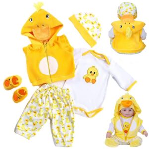 MAIHAO Reborn Baby Doll Clothes for 17-22 Inch Newborn Baby Doll Boy, 17-22 inch Yellow Duck 5pcs Set Baby Doll Clothes Outfit Accessories fit 17-22 Inch Baby Doll Girl