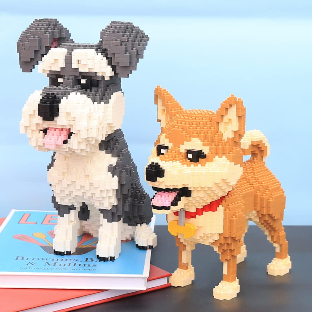 Building Block Animal Dog Schnauzers Tiny Mini Block Dogs Building Animal Set DIY 3D Block Toy Building Blocks for Kids Or Adult 2100 Pieces