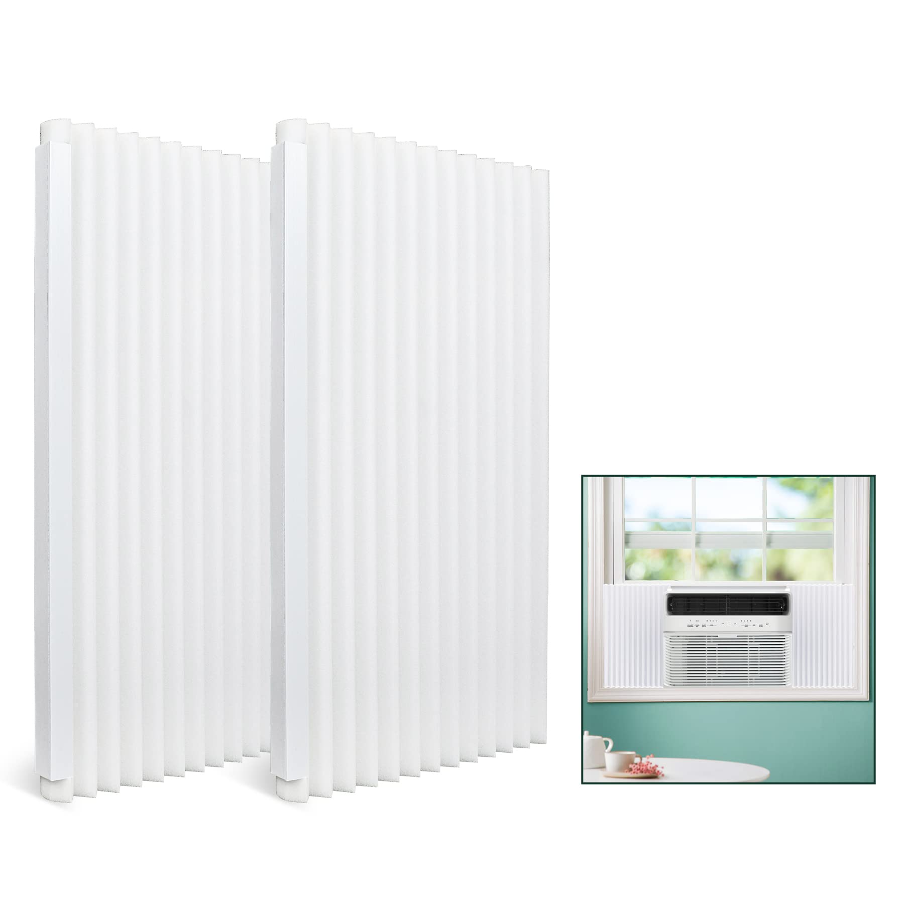 Flehomo Window Air Conditioner Insulation Foam Panels, AC Side Panels Kit, 17in H x 9in W x 7/8in T, Pack of 2, White