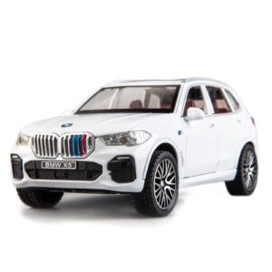 BDTCTK 1:32 Comapatible for X5 SUV Model Car Toy, Zinc Alloy Pull Back Toy car with Sound and Light for Kids Boy Girl Gift(White)