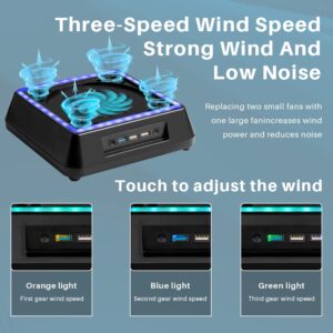 Cooling Fan for Xbox Series X, Xbox Series X Cooling Fan with 3 Levels Adjustable Speed Cooling Fan System, Low Noise, Extra 3 USB Port, Xbox Series X Cooling Station with 6 Colors RGB LED Light