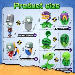 Maikerry Plants and Zombies Toys vs Egg Transformation Series Assembled Toys Action Figures Set Gift Game Fan Party Birthday Gifts Zombie PVZ Toys Figurines for Boys Girls