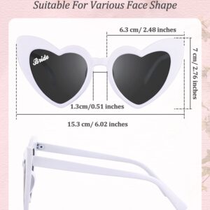 Dunzy 7 Pairs Bachelorette Sunglasses Retro Heart Bride Sunglasses Vintage Wedding Sunglasses for Bridesmaid Bridal Party (White, Pink, Grey)