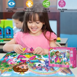 Puzzles for Kids Ages 4-8 Year Old - Princess & Unicorns,100 Piece Jigsaw Puzzle for Toddler Children Learning Educational Puzzles Toys