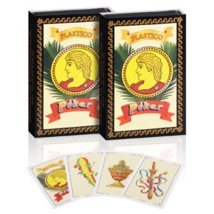 2 Decks Spanish Playing Cards Cartas Españolas, Baraja Española, Briscas Cards Puerto Rico, Mexican Playing Cards, Plastico Spanish Cards, Barajas Espanolas Plasticas(with Playing Card Boxes)