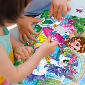 Puzzles for Kids Ages 4-8 Year Old - Princess & Unicorns,100 Piece Jigsaw Puzzle for Toddler Children Learning Educational Puzzles Toys