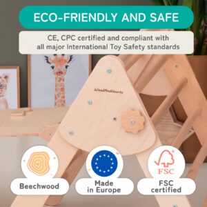 WoodandHearts Pikler Triangle Set Baby Climbing playset - Foldable Climbing Triangle - Climbing Slide Board - Arch Climber - Climbing Toys for Toddlers (Large Size) (Beige)