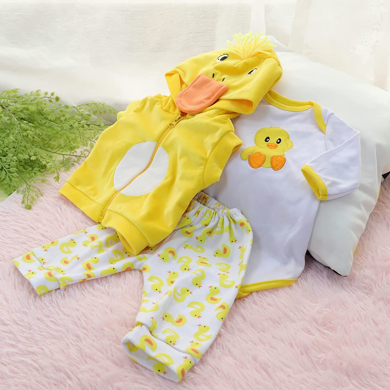 MAIHAO Reborn Baby Doll Clothes for 17-22 Inch Newborn Baby Doll Boy, 17-22 inch Yellow Duck 5pcs Set Baby Doll Clothes Outfit Accessories fit 17-22 Inch Baby Doll Girl