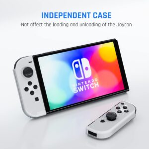 RHOTALL Soft TPU Clear Shell Compatible with Nintendo Switch/Switch OLED Joycon, Transparent Cover Case for Switch Standard Edition Joycon Controller with 6 Thumb Caps