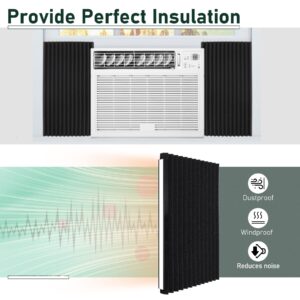 Flehomo Window Air Conditioner Insulation Foam Panels, AC Side Panels Kit, 17in H x 9in W x 7/8in T, Pack of 2, Black