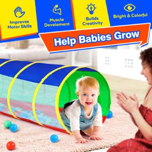 Hoohtoot Kids Crawl Through Play Tunnel, Pop Up Baby Play Tunnel for Toddlers, Game Toy Play Tent for Girl or Dog Cat Pet Tunnel