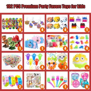 102 PCS Premium Party Favors Toys for Kids,Assortment Mini Pop Fidget it Toys for All Ages Kids,Classroom prizes,Treasure Chest,Prize Box Toys, Goody Bag Fillers,Carnival Prizes for Boys Girls 4-10