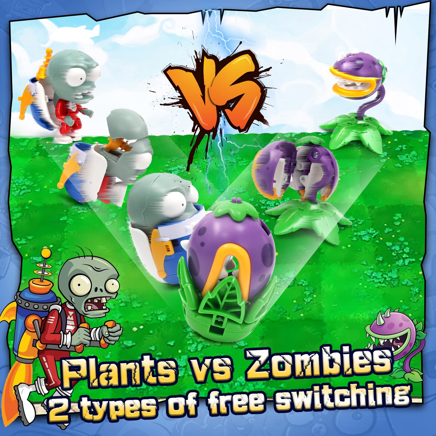 Maikerry Plants and Zombies Toys vs Egg Transformation Series Assembled Toys Action Figures Set Gift Game Fan Party Birthday Gifts Zombie PVZ Toys Figurines for Boys Girls