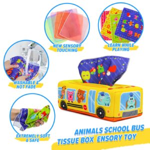 OKOOKO Tissue Box Toy for Baby 6 to 12 Months Soft Stuffed Sensory Toy Strengthen Pincer Grasp Montessori Early Educational Preschool Learning Toy for Newborn Baby Infant Toddler Kid