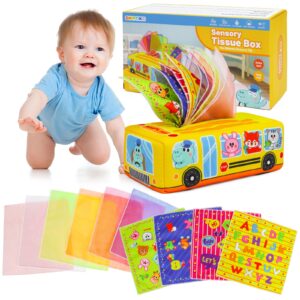 okooko tissue box toy for baby 6 to 12 months soft stuffed sensory toy strengthen pincer grasp montessori early educational preschool learning toy for newborn baby infant toddler kid