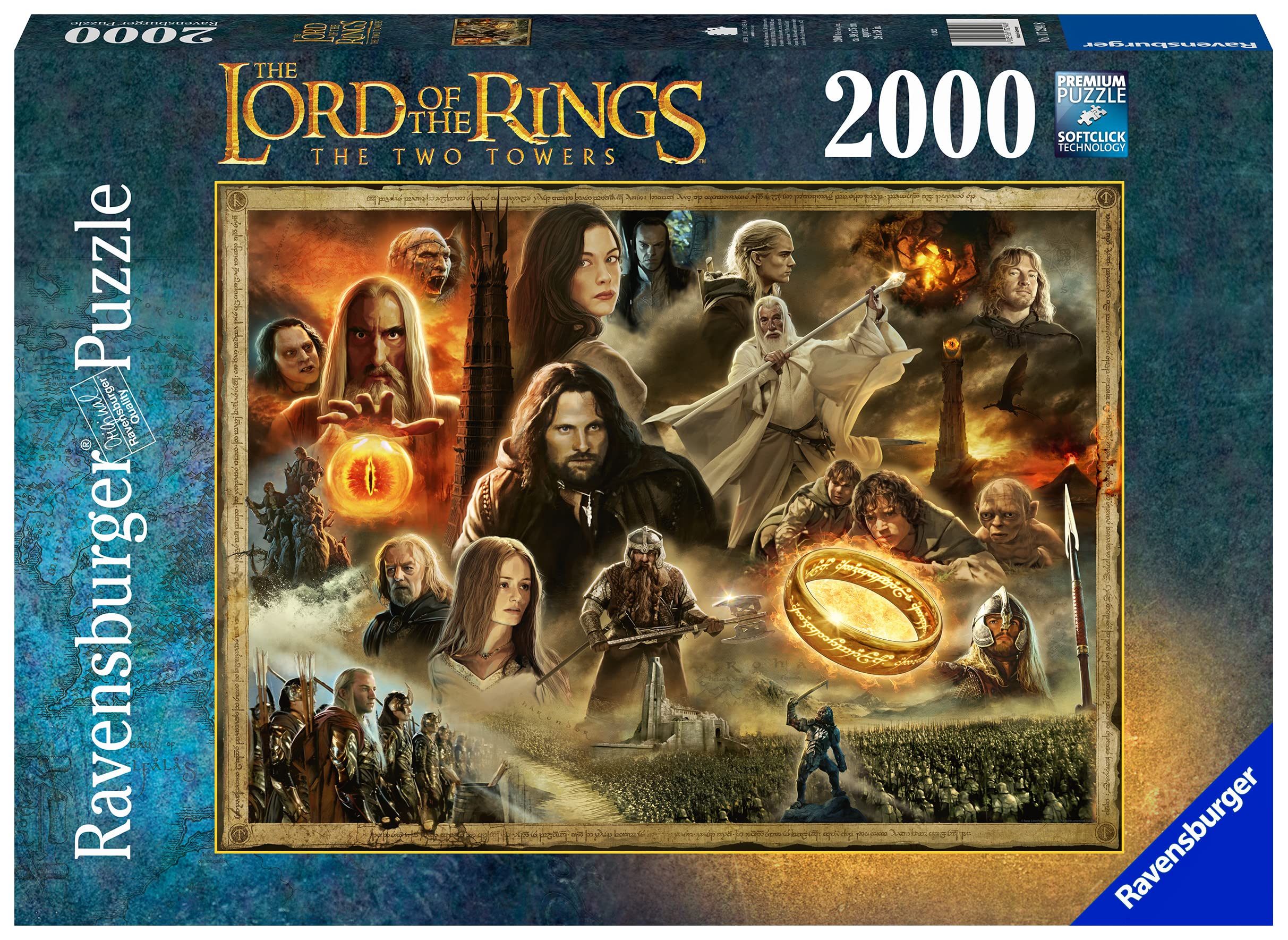 Ravensburger The Lord of The Rings: The Two Towers | Unique 2000 Piece Jigsaw Puzzle for Adults | Stimulating Brain Game | Perfect Interlocking Fit - 17294 | Softclick Technology for Seamless Puzzling