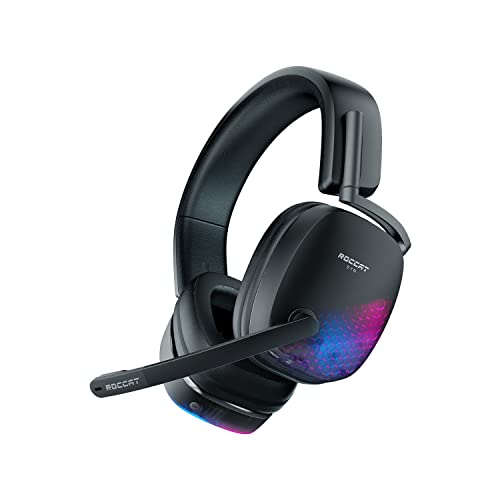 ROCCAT Syn Max Air PC Wireless 3D Audio RGB Gaming Headset, Simultaneous Wireless & Bluetooth Connections, 16-Hour Battery & Charging Dock, Immersive 3D Audio & AIMO RGB Lighting