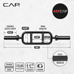 CAP Barbell 2' Solid Olympic Triceps Bar, No Collars, Black (New Version) (OBIS-34SB-3)