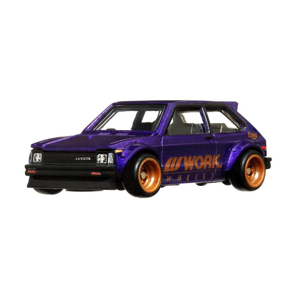 Hot Wheels Car Culture Circuit Legends Vehicles for 3 Kids Years Old & Up, 81 Toyota Starlet Kp61, Premium Collection of Car Culture 1:64 Scale Vehicles