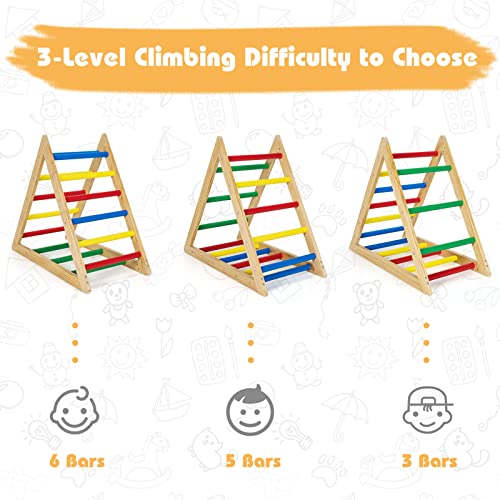 HONEY JOY Triangle Climber, Kids Wooden Climbing Triangle Ladder, 3 Different Climbing Ladders, Indoor Climbing Toys for Playground, Gym & Daycare, Gift for Boys Girls 3+ (Colorful)