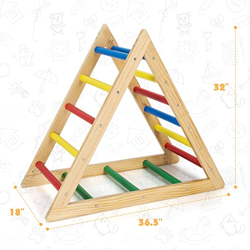 HONEY JOY Triangle Climber, Kids Wooden Climbing Triangle Ladder, 3 Different Climbing Ladders, Indoor Climbing Toys for Playground, Gym & Daycare, Gift for Boys Girls 3+ (Colorful)