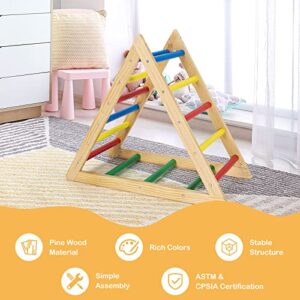 HONEY JOY Triangle Climber, Kids Wooden Climbing Triangle Ladder, 3 Different Climbing Ladders, Indoor Climbing Toys for Playground, Gym & Daycare, Gift for Boys Girls 3+ (Colorful)