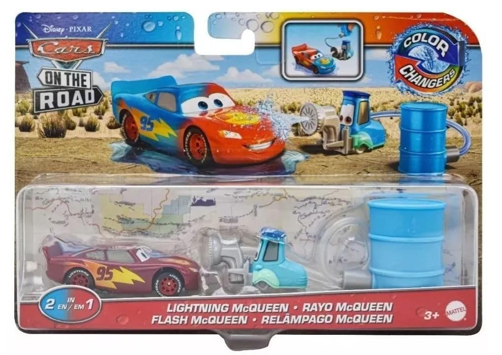 Disney Cars Toys Disney Cars Color Changers 2022 Cars On The Road Lightning McQueen with Guido