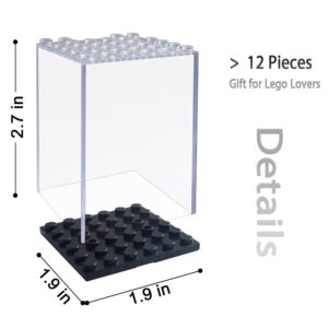 Minifigures Acrylic Display Case Action Figure Building Block Display Box High-Transparency Stackable Storage Case for Figurines Toys and Collectibles(12PCS)