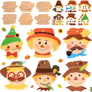 yexiya 24 pieces fall scarecrow head craft kits assorted scarecrow diy ornaments for kids art gift favors autumn thanksgiving project home classroom game activities