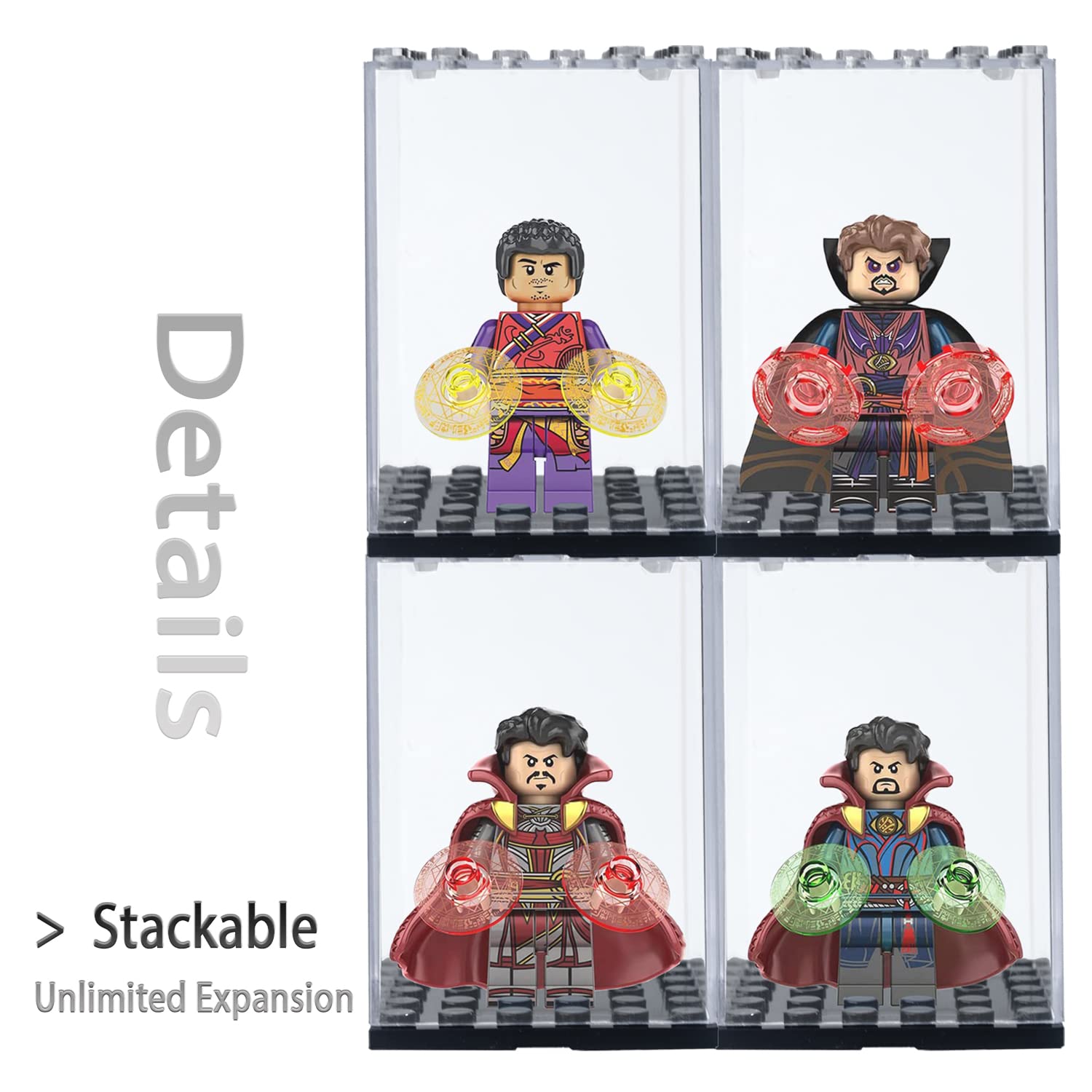 Minifigures Acrylic Display Case Action Figure Building Block Display Box High-Transparency Stackable Storage Case for Figurines Toys and Collectibles(12PCS)