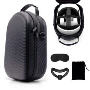 case for oculus quest 2, hard travel case for oculus quest 2 vr headset with officaial elite strap,touch controllers accessories,virtual reality gaming carrying case with silicone face mask,lens cover