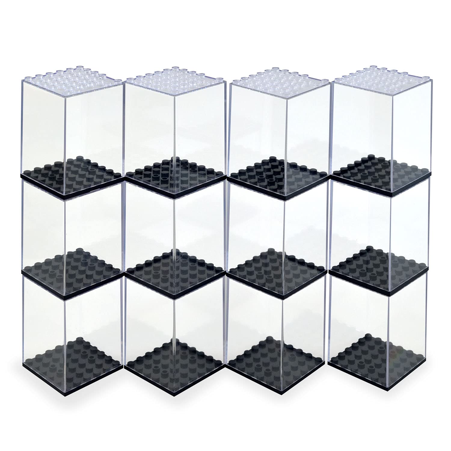 Minifigures Acrylic Display Case Action Figure Building Block Display Box High-Transparency Stackable Storage Case for Figurines Toys and Collectibles(12PCS)