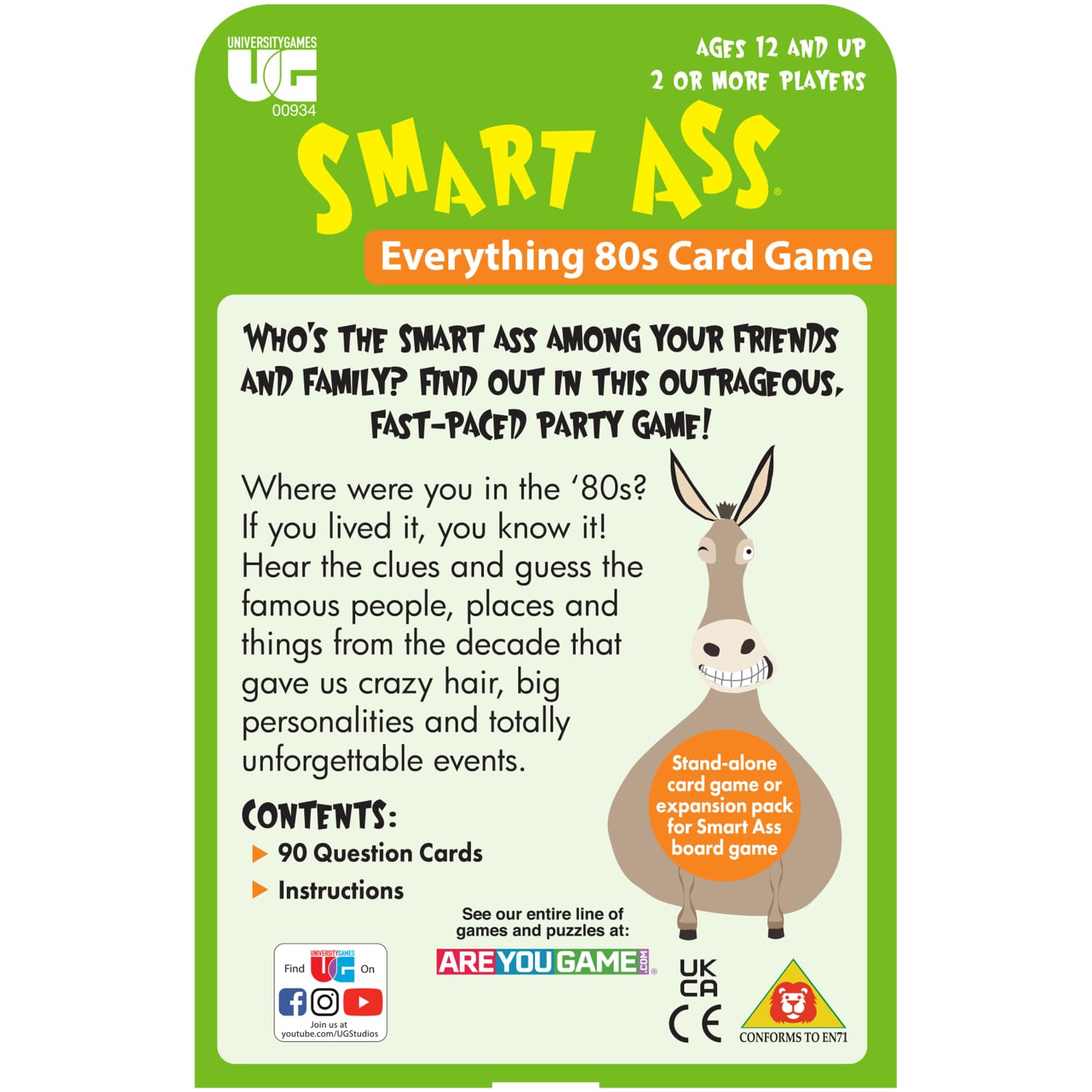 University Games | Smart Ass '80s Tuck Box Card Game, Perfect for Game Night on The Go for 2 or More Players Ages 12 and Up