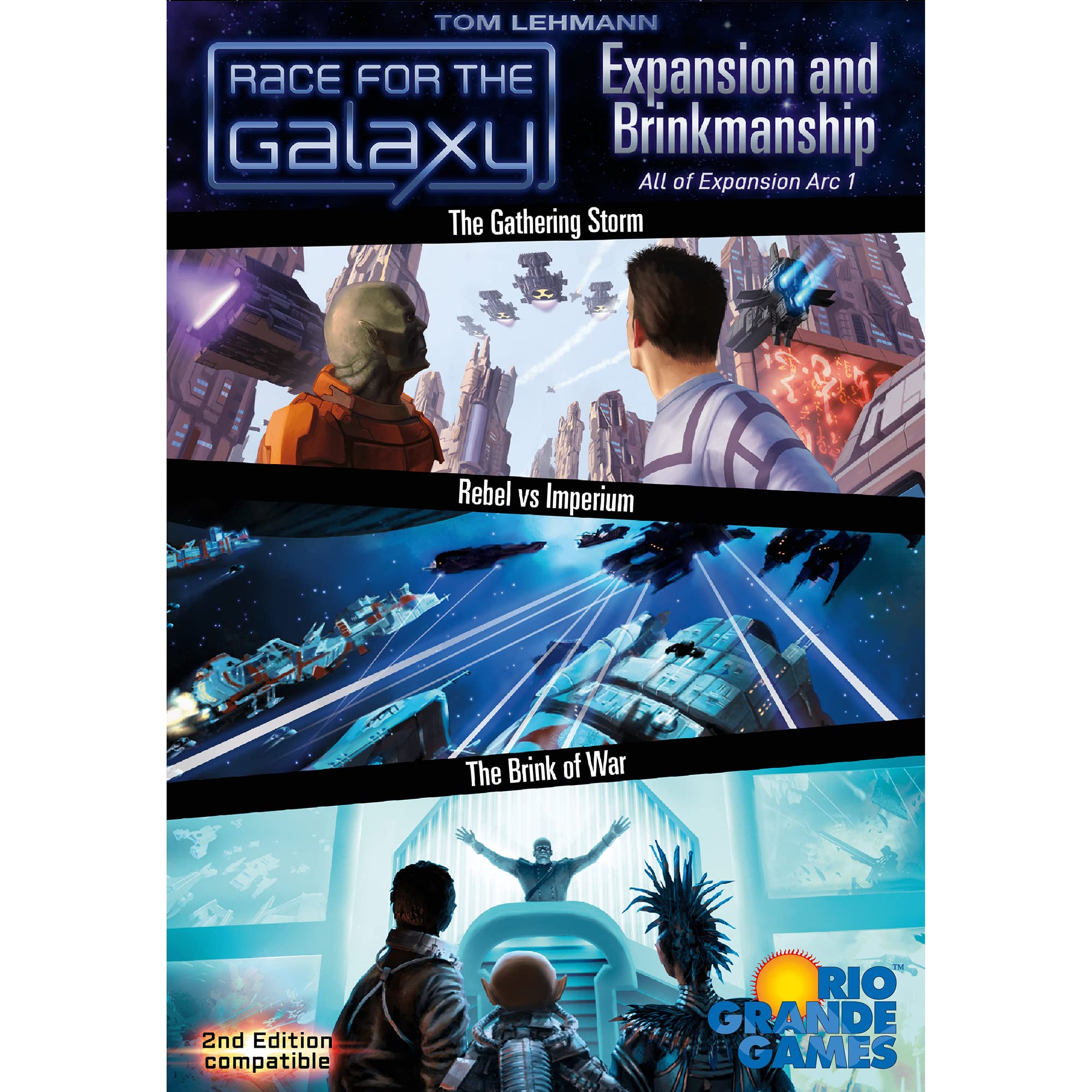 Rio Grande Games Race for The Galaxy: Expansion and Brinkmanship - The Combined 1st Arc - Rio Grande Games, Compatable with Race for The Galaxy Second Edition, Ages 14+, 1-6 Players, 30-60 Min