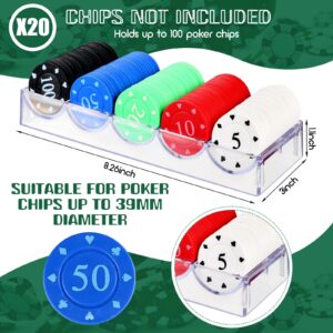 Yulejo 10 Pieces Poker Chip Trays Acrylic Poker Chip Rack Poker Chip Holder Poker Chip Cases for Casino Game