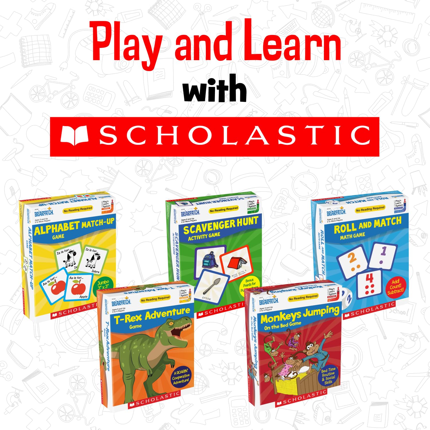 Briarpatch Scholastic Roll and Match Dice and Card Early Learning Game from, for 2 or More Players Ages 6 and Up