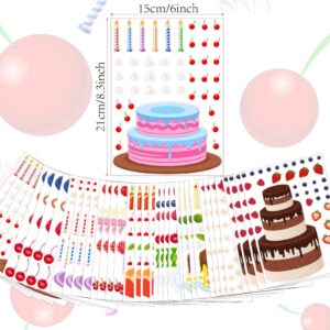 36 PCS Make-a-Cake Sticker Sheets Make Your Own Cake Sticker for Kids Cake Cupcake Craft Sticker Fruit Sweets and Treats Sticker Pad for Kids Classroom Birthday Party Favor Supplies