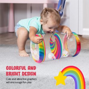 Hoovy Infant Crawling Toys | Toys for Crawling Babies | Crawling Toys for Babies 6-12 Months | Beginner Crawl Along Baby Roller | Drop Maze Tummy Time Activity Center (Rainbow Swirls)