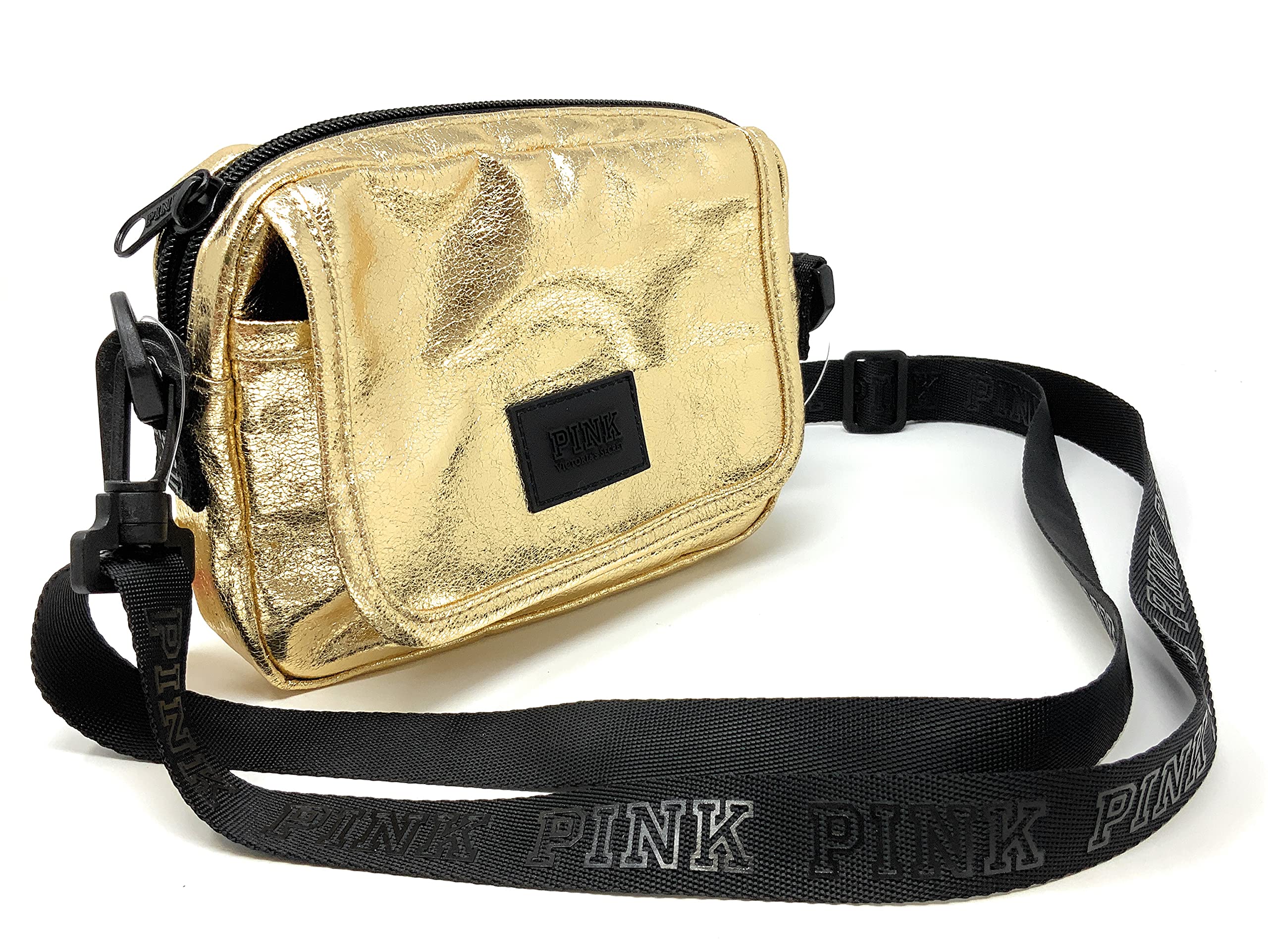 Victoria's Secret Pink Crossbody Belt Bag convertible, Gold Metallic