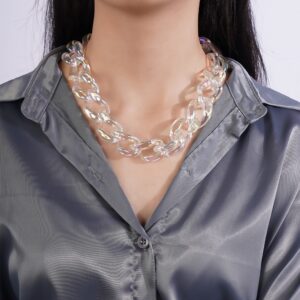 YERTTER Transparent Bling Big Acrylic Link Chain Choker Women Men Chunky Chain Link Neckalce Resin Choker Statement Plastic Choker Collar Necklace