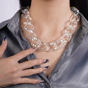 yertter transparent bling big acrylic link chain choker women men chunky chain link neckalce resin choker statement plastic choker collar necklace