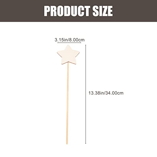 STOBOK Princess Fairy Wand Stick: 8PCS Unfinished Wooden DIY Crafts Star Magical Wand for Girls Art Show Cosplay Costume Party