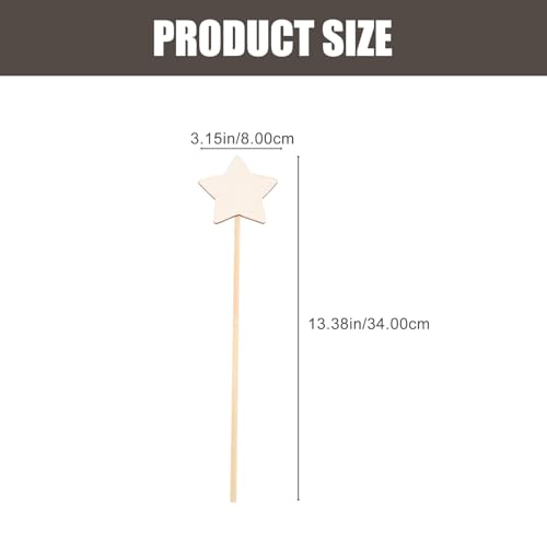 STOBOK Princess Fairy Wand Stick: 8PCS Unfinished Wooden DIY Crafts Star Magical Wand for Girls Art Show Cosplay Costume Party