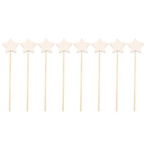 STOBOK Princess Fairy Wand Stick: 8PCS Unfinished Wooden DIY Crafts Star Magical Wand for Girls Art Show Cosplay Costume Party