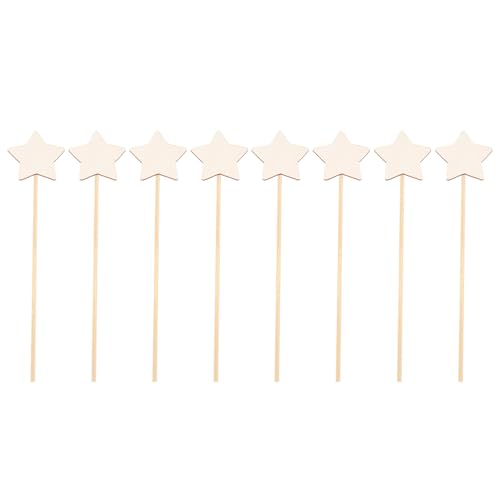 STOBOK Princess Fairy Wand Stick: 8PCS Unfinished Wooden DIY Crafts Star Magical Wand for Girls Art Show Cosplay Costume Party