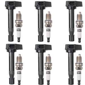 oyeauto iridium spark plug ignition coil pack set of 6 uf242 30520-p8e-a01 compatible with honda odyssey accord acura tl cl 3.0l 3.5l 3.7l v6